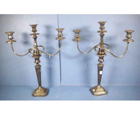 Pair of sterling silver candelabra hallmarked Sheffield 1919, maker James Dixon & Sons Ltd, 2366 grams (weighted total), heig