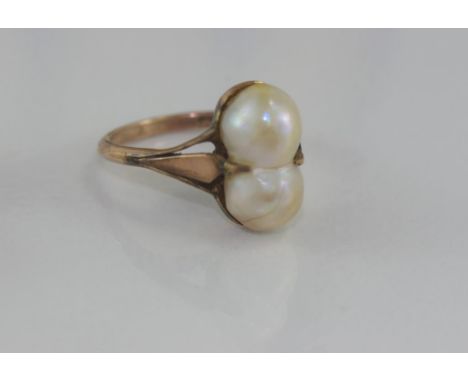 Vintage 9ct rose gold and pearl ring as inspected, weight: approx 3.2 grams, size: J-K/5