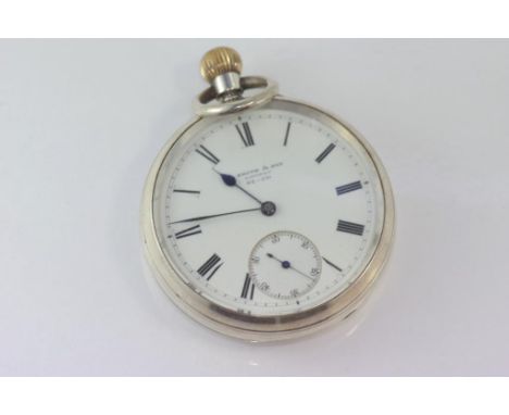 Antique sterling silver half hunter pocket watch dial marked S.Smith and Sons London, case hallmarked London 1899, working ma