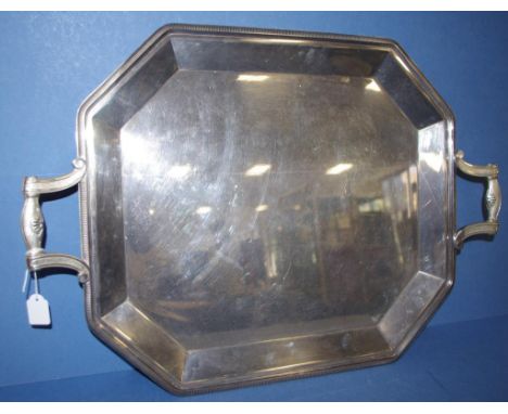 Good vintage Christofle silver plated tray stamped to base, dual handled. Length 58cm Depth 41cm approx.