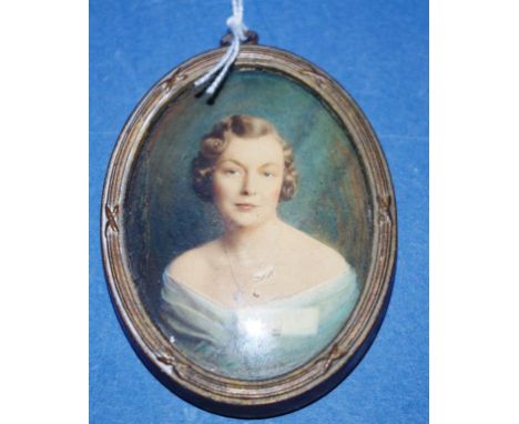 Framed portrait miniature of a lady 8cm high (frame) approx.