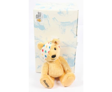 Steiff Pudsey Bear, officially commissioned by BBC Children in Need 2009, white tag 654398, LE 2009, UK exclusive, yellow moh