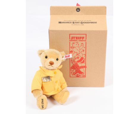 Steiff Charlie Bucket (from Charlie and The Chocolate Factory), white tag 663420, LE 60/1916, blonde mohair, yellow jacket wh