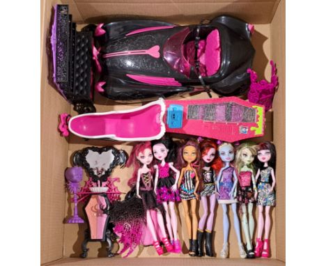 Collection Of Mattel Monster High Dolls Plus Others Including: 13 Wishes Draculaura, Clawdeen Wolf, Abbey Bominable, Draculau