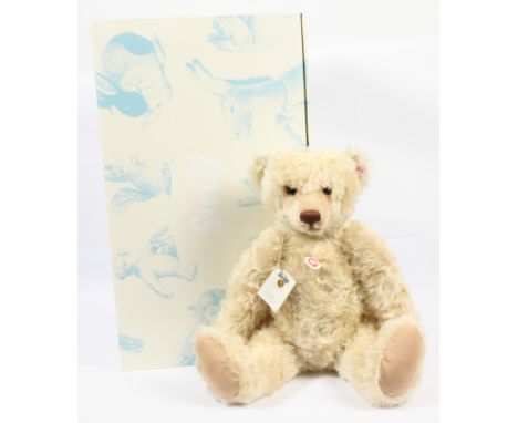 Steiff Sunny pale yellow mohair teddy bear, white tag 035746, LE 1000, Near Mint, with chest tag and swing label, certificate