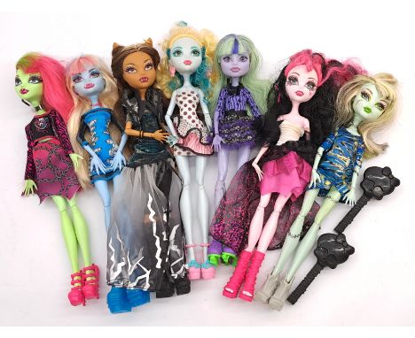 Mattel Monster High Doll Group Including: (1) Clawdeen Wolf, (2) Twyla Boogeyman, (3) Frankie Stein, (4) Abbey Bominable, (5)