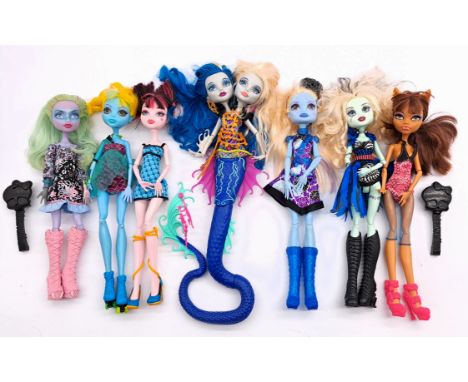 Mattel Monster High dolls x seven including: (1) Frankie Stein; (2) Abbey Bominabla; (3) Lagoon Blue (MISSING leg fins); (4) 