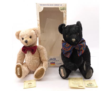 Dean's Rag Book Mohair Teddy Bear Pair Including: (1) Jack, LE Bear By Dean's, Mohair, Red Velvet Bow Tie, Swing Label Tags (