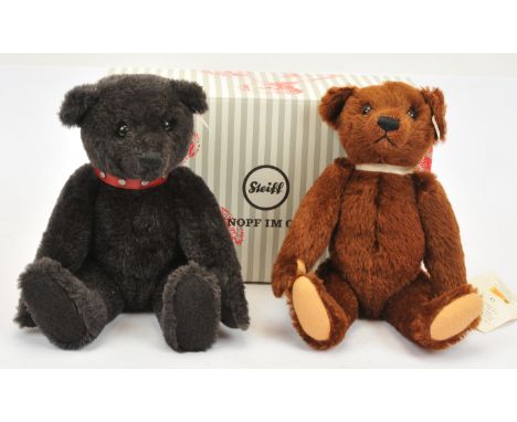 Steiff teddy bear pair including: (1) Teddy bear Schwarz, white tag 038150, LE 02785/3000, 2004, alpaca, missing certificate,