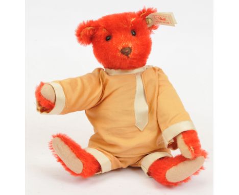 Steiff Baby Alfonzo teddy bear, white tag 653773, LE 5000 pieces exclusive to Teddy Bears of Witney, red mohair, moth damage 