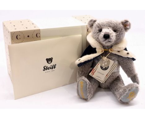 Steiff Long to Reign over us King Charles III teddy bear, white tag 691515, LE 2022, mohair, with swing labels, certificate, 