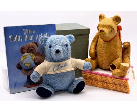 Mixed group of teddy bear items including: Disney Winnie the Pooh ceramic figure ( loose string to arms an break to left leg)