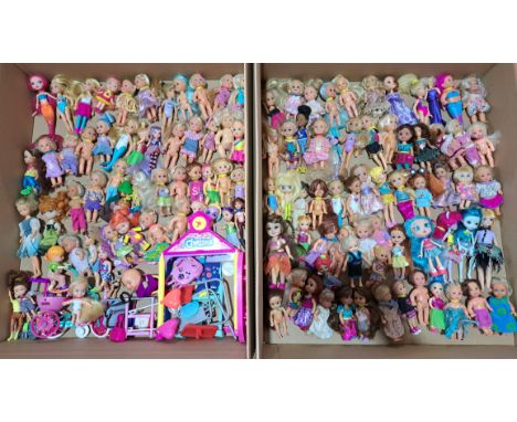 Group of small fashion dolls including: Mattel Enchantimals, Disney, Hornby Flower Fairies, Mattel Shelly; plus others; unche