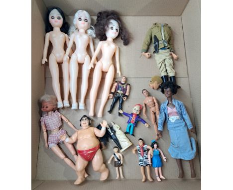 Vintage Action Man (head is detached but present); Kenner Skye (Dustys friend) black fashion doll, degrading to plastic on ne