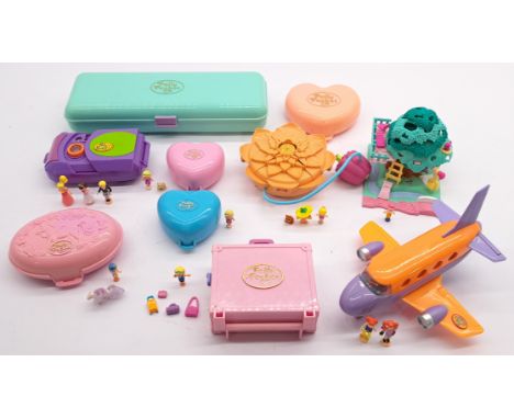 Bluebird Polly Pocket Vintage Sets Including: (1) 1996 Fountain Fantasy Pink Water lily Lotus Flower, (2) 1994 Tree House, (3
