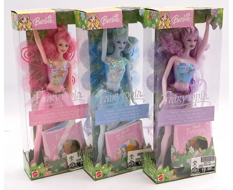 Mattel Barbie Fairytopia (2003) Trio Including: (1) Pink Sparkle Fairy B5734, (2) Blue Sparkle Fairy B5735, (3) Lavender Spar