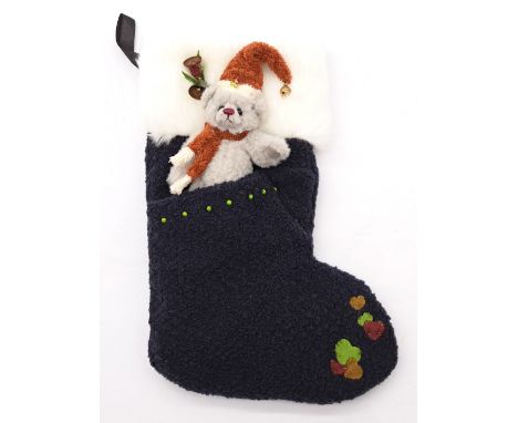 Charlie Bears Socks Christmas Eve Blue, Pre Production Sample, This Bear is Labelled Clog, LE/1200, Plush, Gem Detailing On H