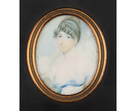 THOMAS CLEMENT THOMPSON R.H.A. (c. 1773 - 1857) Rectangular framed, oval portrait miniature on ivory, signed, dated 1805, por