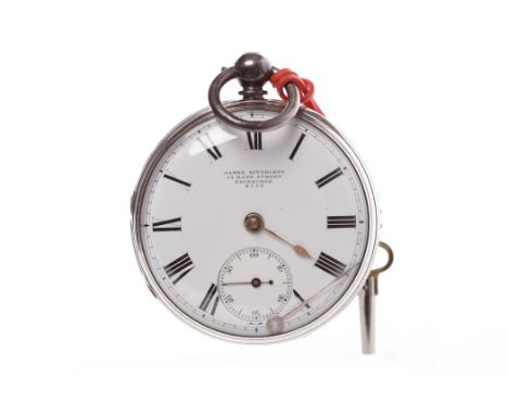 GENTLEMAN'S VICTORIAN STERLING SILVER OPEN FACE FUSEE POCKET WATCHby James Aitchison, Edinburgh, the signed key wind chain dr