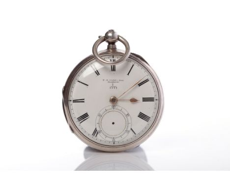 GENTLEMAN'S LATE VICTORIAN STERLING SILVER OPEN FACE FUSEE POCKET WATCHby T. R. Campbell, Glasgow, the signed key wind chain 