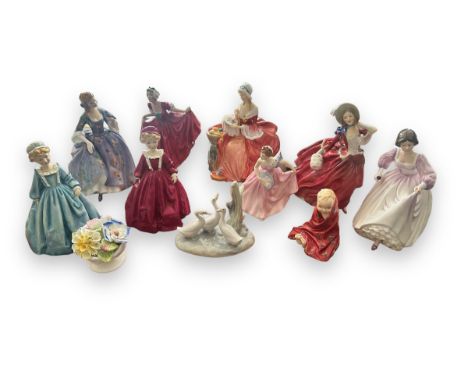Royal Doulton etc figurine collection with Ashley HN3420, Nicola HN2839, Penelope HN1901, Delight HN1772, Invitation HN2170, 