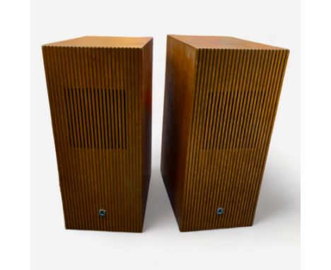 Vintage mid-century pair of teak speakers. 