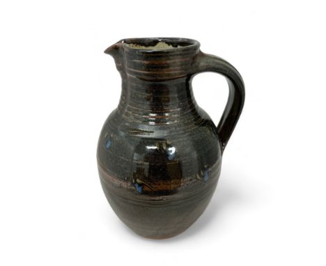 Ray Finch (British, 1914-2012), for Winchcombe pottery large glazed earthenware jug with brown, green with blue banded design