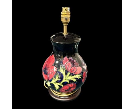 Moorcroft Anemone pattern table lamp. Without shade, untested. Height 35cm.