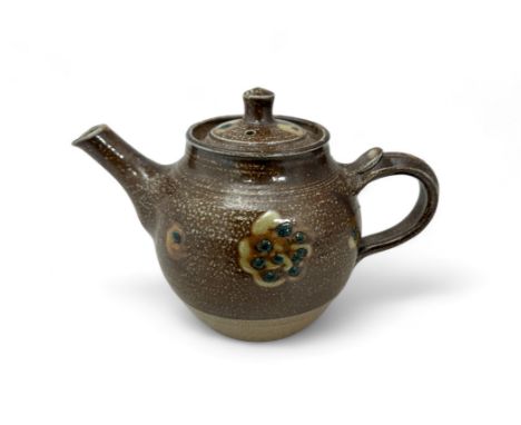 Ray Finch (British, 1914-2012), for Winchcombe pottery glazed brown teapot, raised spotted decoration to exterior. Impressed 