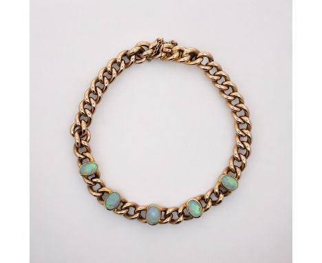 An opal bracelet stamped 15ct. Weight 15.02g.