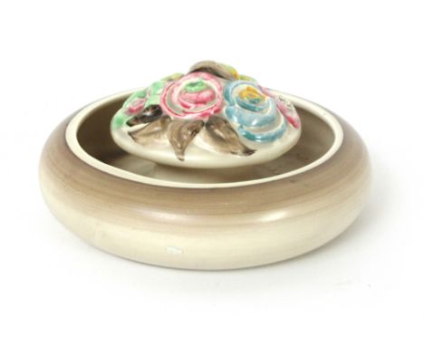 Clarice Cliff, a moulded posy ring decorated in the 'My Garden' pattern, d. 18 cm