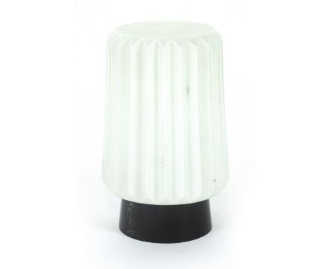 A 1970's moulded glass ceiling lamp shade on a metal support