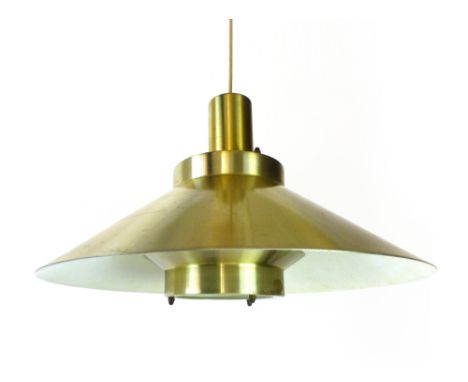 A 1970's aluminium two tier ceiling light of flared open form   CONDITION REPORT:  Working order unknown and not guaranteed, 