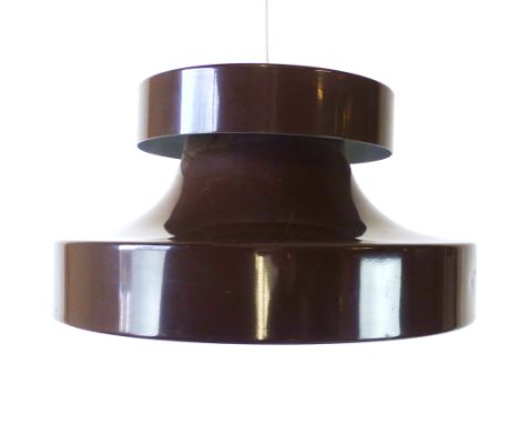 A 1970's brown enamelled two tier ceiling light   CONDITION REPORT:  Working order unknown and not guaranteed, some losses to