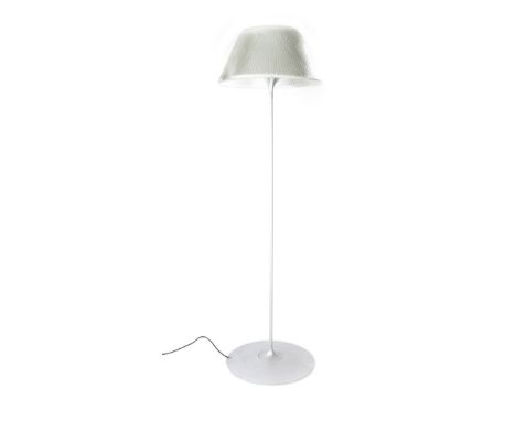 Philippe Starck for Flos, a 'Romeo' standard lamp, the moulded glass shade and cover on a silvered shaft and tulip-type base 