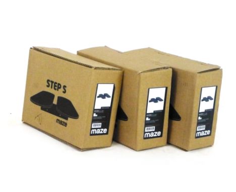 Gustav Rosen for Maze, three boxed 'Step Small' 1804 shoes shelves in black metal