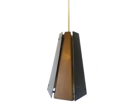 A small 1970's metalwork ceiling light of hexagonal form   CONDITION REPORT:  Heavy pitting and discolouration