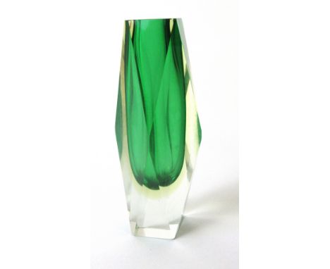 A Murano 'Sommerso' green cased glass vase, h. 20 cm   CONDITION REPORT:  No damage seen or felt