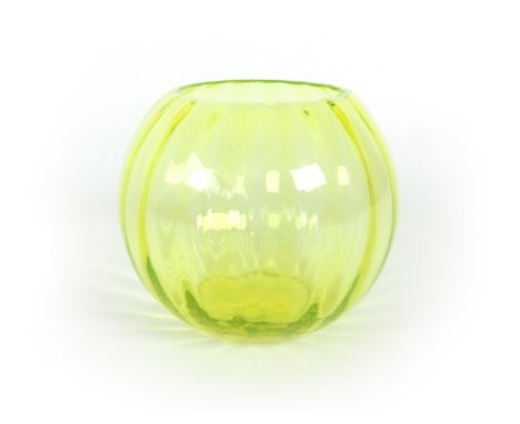 A luminous yellow glass vase of ridged globular form, h. 18 cm