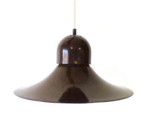 A 1970's brown enamelled ceiling light of squat form   CONDITION REPORT:  Working order unknown and not guaranteed, some loss