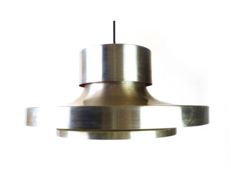 A 1970's spun aluminum three tier ceiling light of squat form   CONDITION REPORT:  Working order unknown and not guaranteed, 