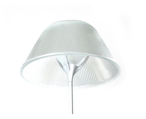 Philippe Starck for Flos, a 'Romeo' standard lamp, the moulded glass shade and cover on a silvered shaft and tulip-type base 