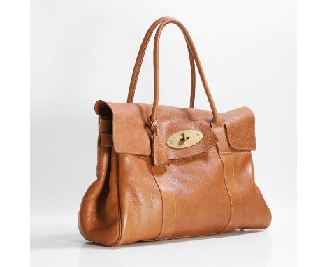 A Mulberry tan leather Bayswater bag, dual rolled handles, brass postman's lock closure, the interior with slip and zip pocke