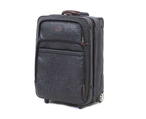 A Mulberry suitcase, of recent manufacture, the exterior in black heritage scotch grain leather, comprising a front zip pocke