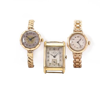 A group of 1920's mechanical watches, comprising:a 9ct gold mechanical watch,London import hallmark 1925, on a rolled gold br