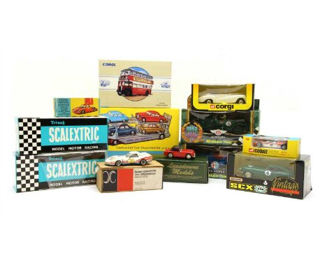 A collection of diecast and slot cars , to include Corgi Major Toys No1, Bedford Carrimore set in repro boxes, Corgi 426 Roll