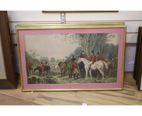 After John Frederick Herring Snr., three coloured lithographs, Hunting scenes, 39 x 71cm