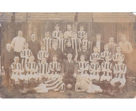 GRIMSBY TOWN POSTCARD     Full squad of players and officials 1905/06, produced by Lothian Bros. Grimsby, unfranked, slight w