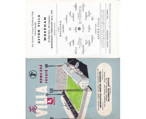 ASTON VILLA 60-61 LEAGUE CUP    Villa were the first winners of the Football League Cup, 1960-61. Four Villa home League Cup 