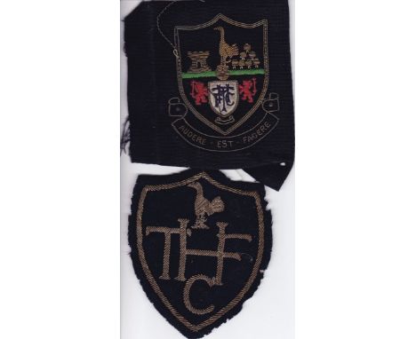 TOTTENHAM HOTSPUR    Two cloth blazer badges, different designs, belonging to Eddie Baily who was both a Spurs player and Ass